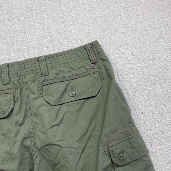 Y2K Tommy Hilfiger TH Cargo Shorts Military Green Tech Pockets Utility Men Sz 33 - Picture 14 of 16